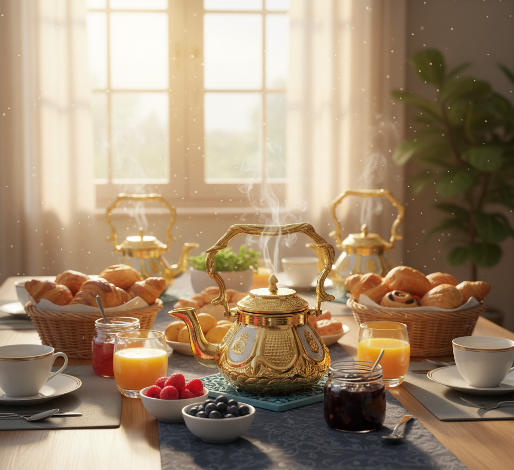 Handgefertigte Teekanne aus 100 % Kupfer – klassisch graviert, zeitlos im Design