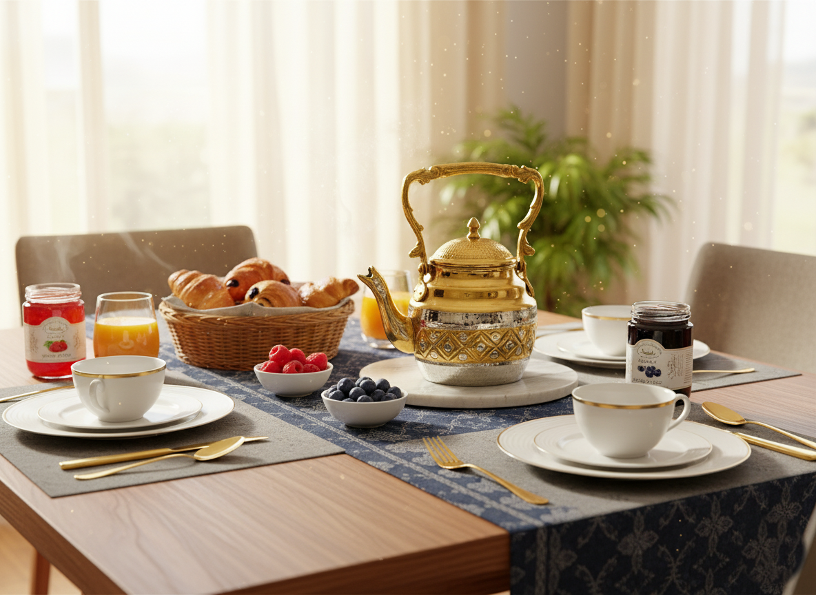 Handgefertigte Kupfer-Teekanne – 100% Kupfer, reich graviert & klassisch