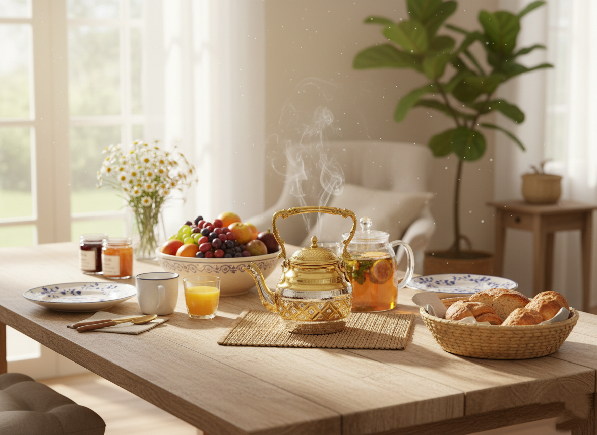 Handgefertigte Kupfer-Teekanne – 100% Kupfer, reich graviert & klassisch