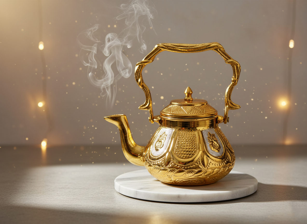 Handgefertigte Teekanne aus 100 % Kupfer – klassisch graviert, zeitlos im Design