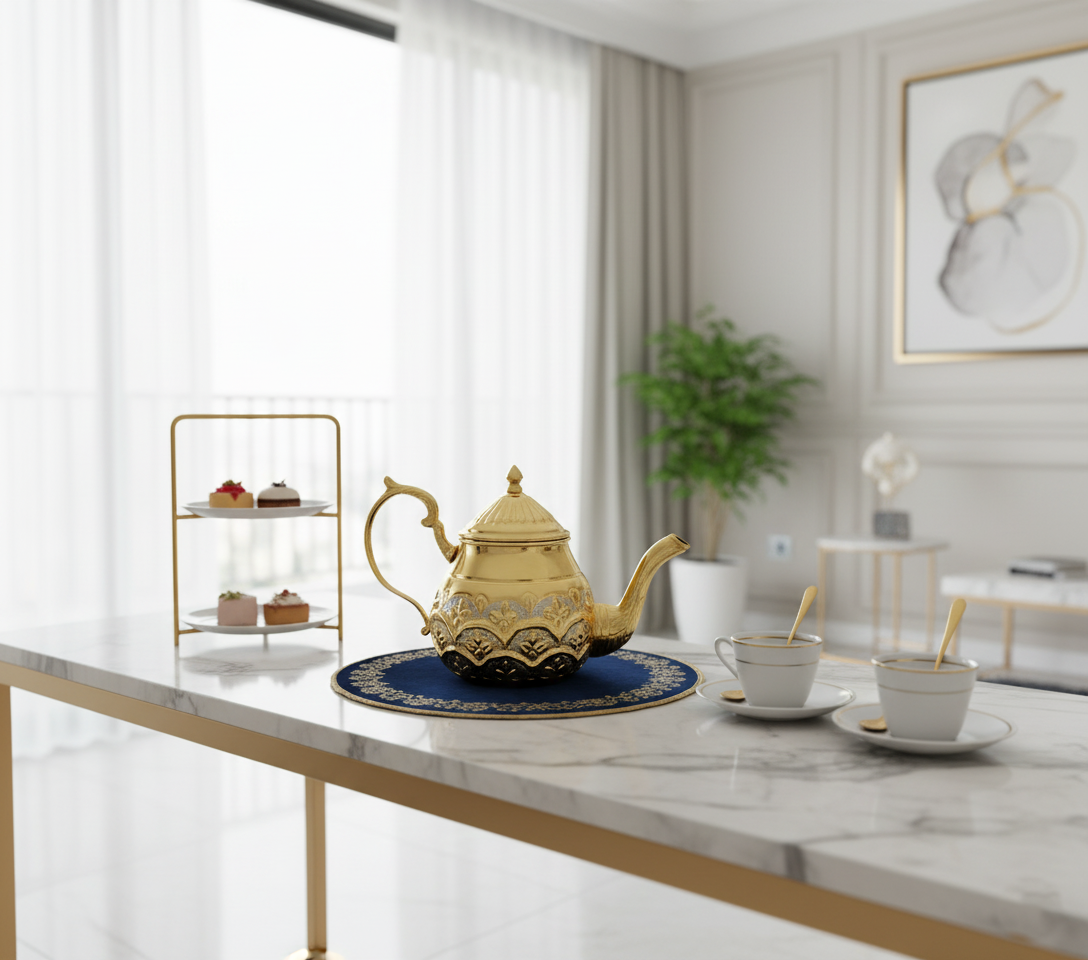 Handgefertigte Kupfer-Teekanne – 100% Reines Kupfer – Graviertes Design