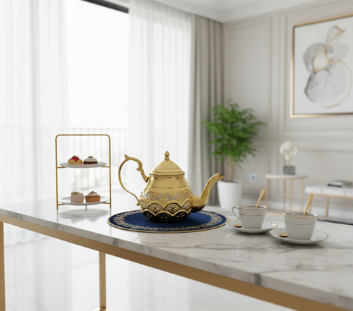 Handgefertigte Kupfer-Teekanne – 100% Reines Kupfer – Graviertes Design